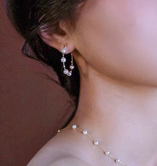 K14YG あこや真珠 パール ピアス フープピアス ワイヤーフープ イエローゴールド YG 14K あこや アコヤ真珠 弾力 ワイヤー リングピアス