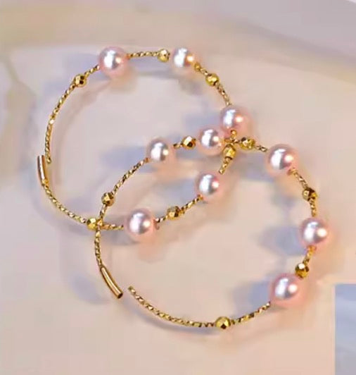 K14YG あこや真珠 パール ピアス フープピアス ワイヤーフープ イエローゴールド YG 14K あこや アコヤ真珠 弾力 ワイヤー リングピアス