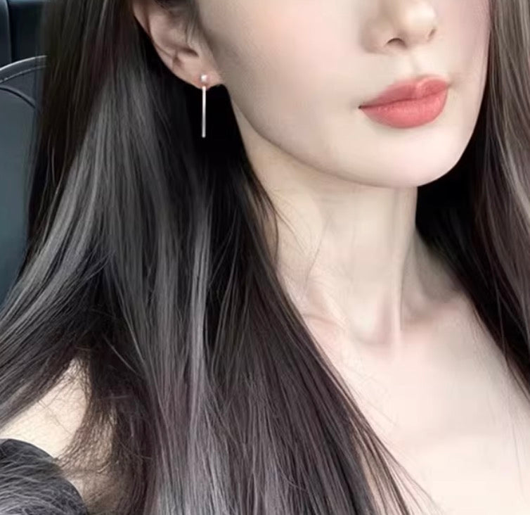 K18YG あこや真珠 パール ピアス スタッドピアス 揺れる スティック イエローゴールド  アコヤ真珠 ロングピアス プレート