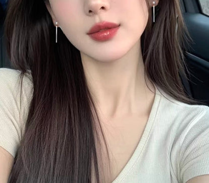 K18YG あこや真珠 パール ピアス スタッドピアス 揺れる スティック イエローゴールド  アコヤ真珠 ロングピアス プレート