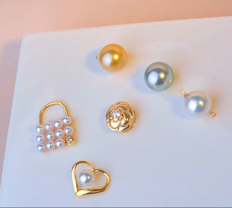 K18YG あこや真珠 パール ハート ペンダント イエローゴールド YG 18K あこや アコヤ真珠 ネックレスチャーム チャーム