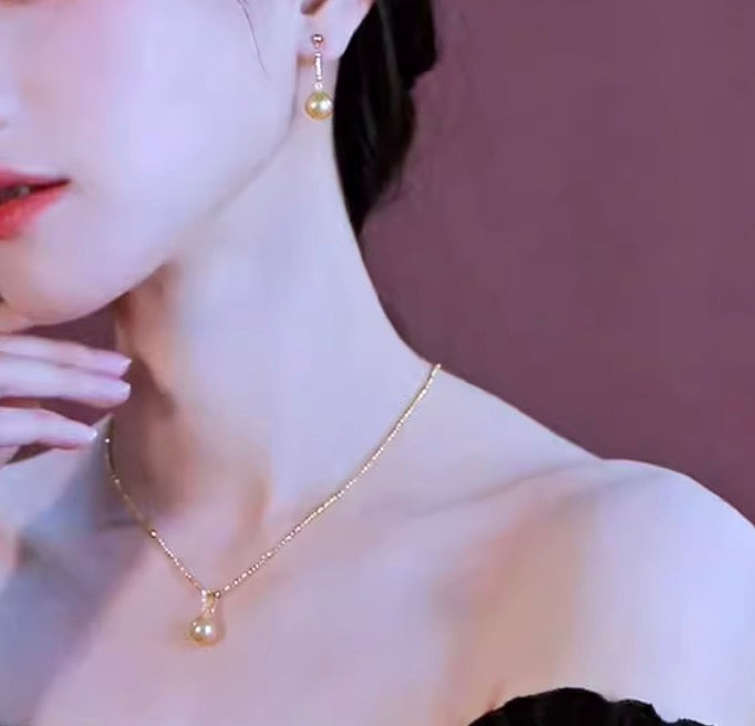 K18YG ゴールデンパール ピアス 南洋真珠 パール スタッドピアス 揺れる イエローゴールド 18K ゴールドパール 金色 真珠 パール