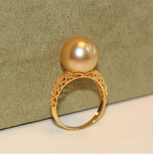 K18YG ゴールデンパール 指輪 南洋真珠 パール リング イエローゴールド 18K ゴールドパール 金色 真珠 パール