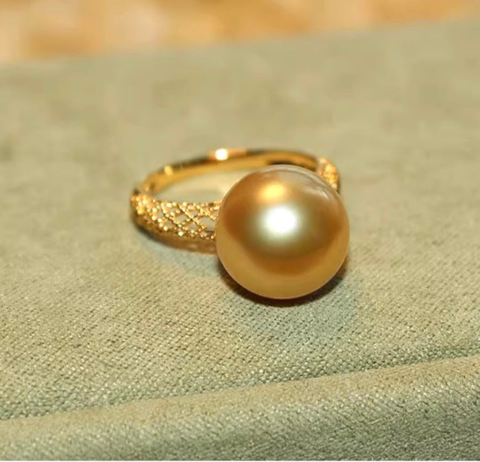 K18YG ゴールデンパール 指輪 南洋真珠 パール リング イエローゴールド 18K ゴールドパール 金色 真珠 パール