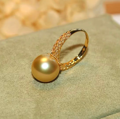 K18YG ゴールデンパール 指輪 南洋真珠 パール リング イエローゴールド 18K ゴールドパール 金色 真珠 パール