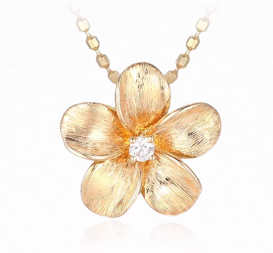 K18YG ペンダント チャーム 花 バチカン パーツ 18K ダイヤモンド ダイヤ チェーンパーツ クラスプ K18