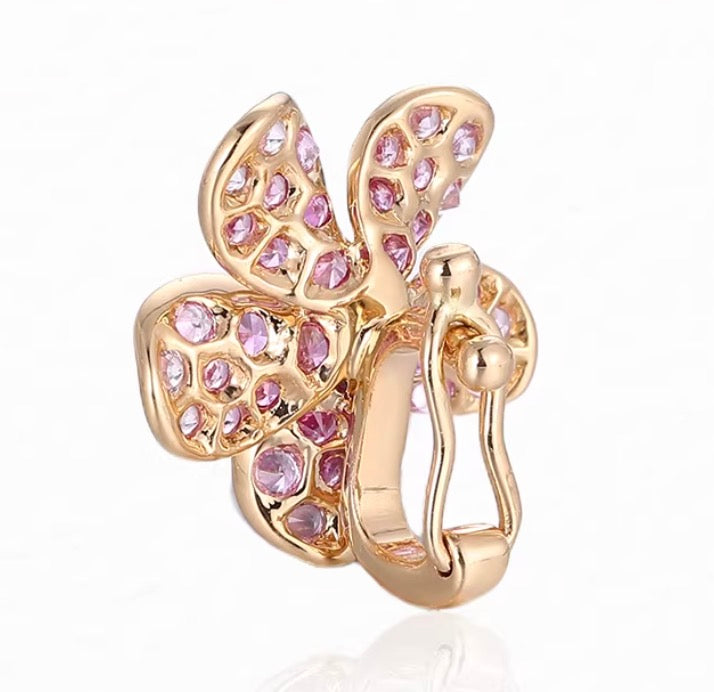 K18YG ペンダント チャーム 花 バチカン パーツ 18K ダイヤモンド ダイヤ チェーンパーツ クラスプ K18