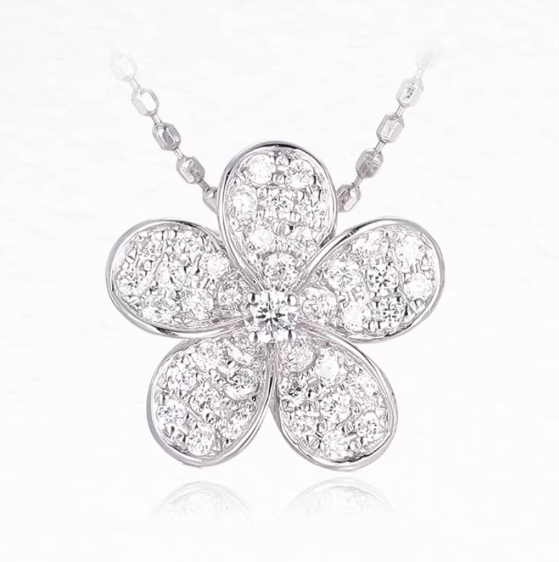 K18YG ペンダント チャーム 花 バチカン パーツ 18K ダイヤモンド ダイヤ チェーンパーツ クラスプ K18