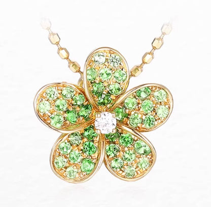 K18YG ペンダント チャーム 花 バチカン パーツ 18K ダイヤモンド ダイヤ チェーンパーツ クラスプ K18