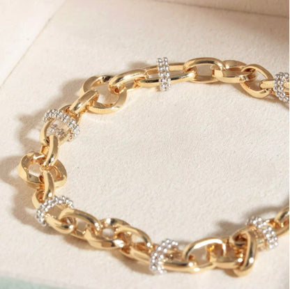 K18YG ブタ鼻 オーバル ブレスレット 18K 18金 イエローゴールド メンズ レディース ブレス ミックスチェーン リンクチェーン 太め