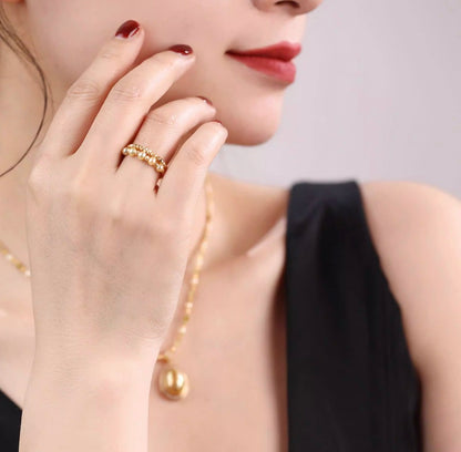 K18YG 金色アコヤ ゴールデンアコヤ パール 指輪 リング イエローゴールド YG 18K 金色あこや ワイヤーリング 弾力 9~18号 小粒