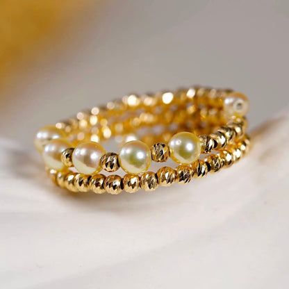 K18YG 金色アコヤ ゴールデンアコヤ パール 指輪 リング イエローゴールド YG 18K 金色あこや ワイヤーリング 弾力 9~18号 小粒