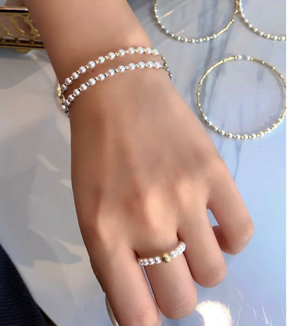 K18YG あこや真珠 バングル 小粒 イエローゴールド YG 18K あこや アコヤ真珠 ワイヤーバングル 弾力 akoya pearl bracelet