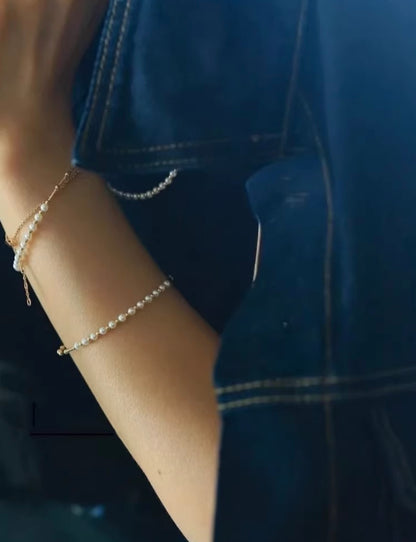 K18YG あこや真珠 バングル 小粒 イエローゴールド YG 18K あこや アコヤ真珠 ワイヤーバングル 弾力 akoya pearl bracelet