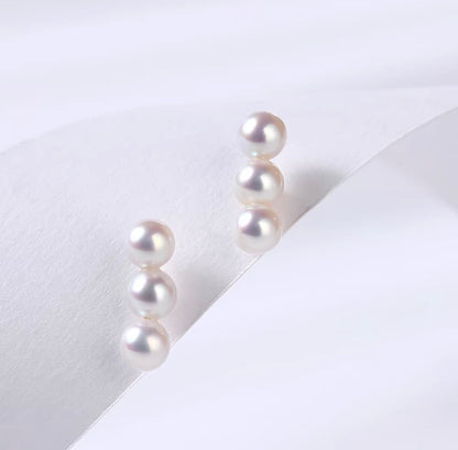 K18YG 淡水パール ３粒 ピアス スタッドピアス トリプルパール イエローゴールド YG 18K パール 真珠 ミニ