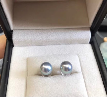 K18WG 灰色あこや パール ピアス スタッドピアス 一粒 ホワイトゴールド WG 18K あこや アコヤ真珠 グレー グレーパール シルバー ブルー