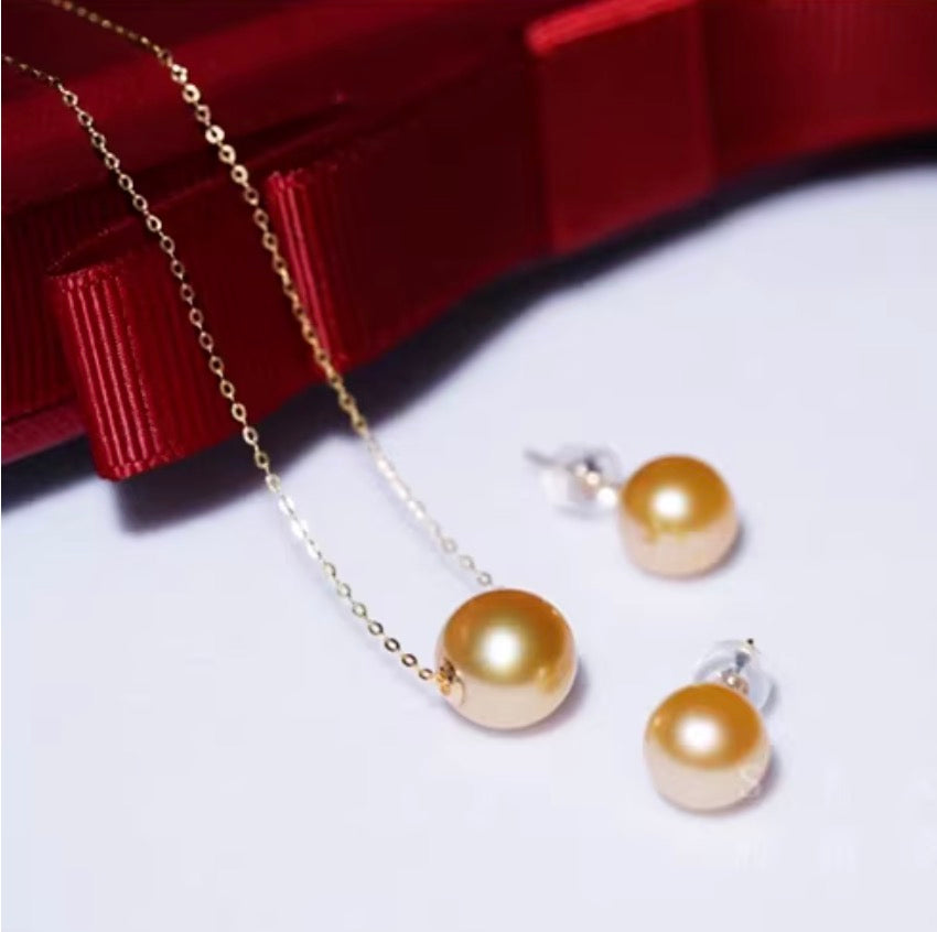 K18YG ゴールデンパール ペンダント 南洋真珠 パール スルーネックレス イエローゴールド 18K ゴールドパール 金色 一粒 ネックレス