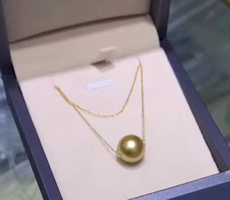 K18YG ゴールデンパール ペンダント 南洋真珠 パール スルーネックレス イエローゴールド 18K ゴールドパール 金色 一粒 ネックレス