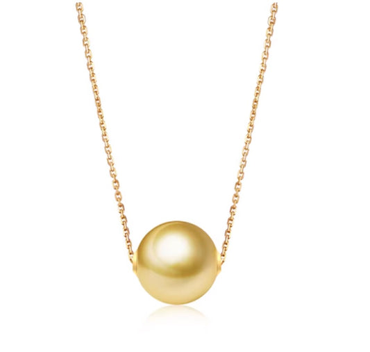 K18YG ゴールデンパール ペンダント 南洋真珠 パール スルーネックレス イエローゴールド 18K ゴールドパール 金色 一粒 ネックレス