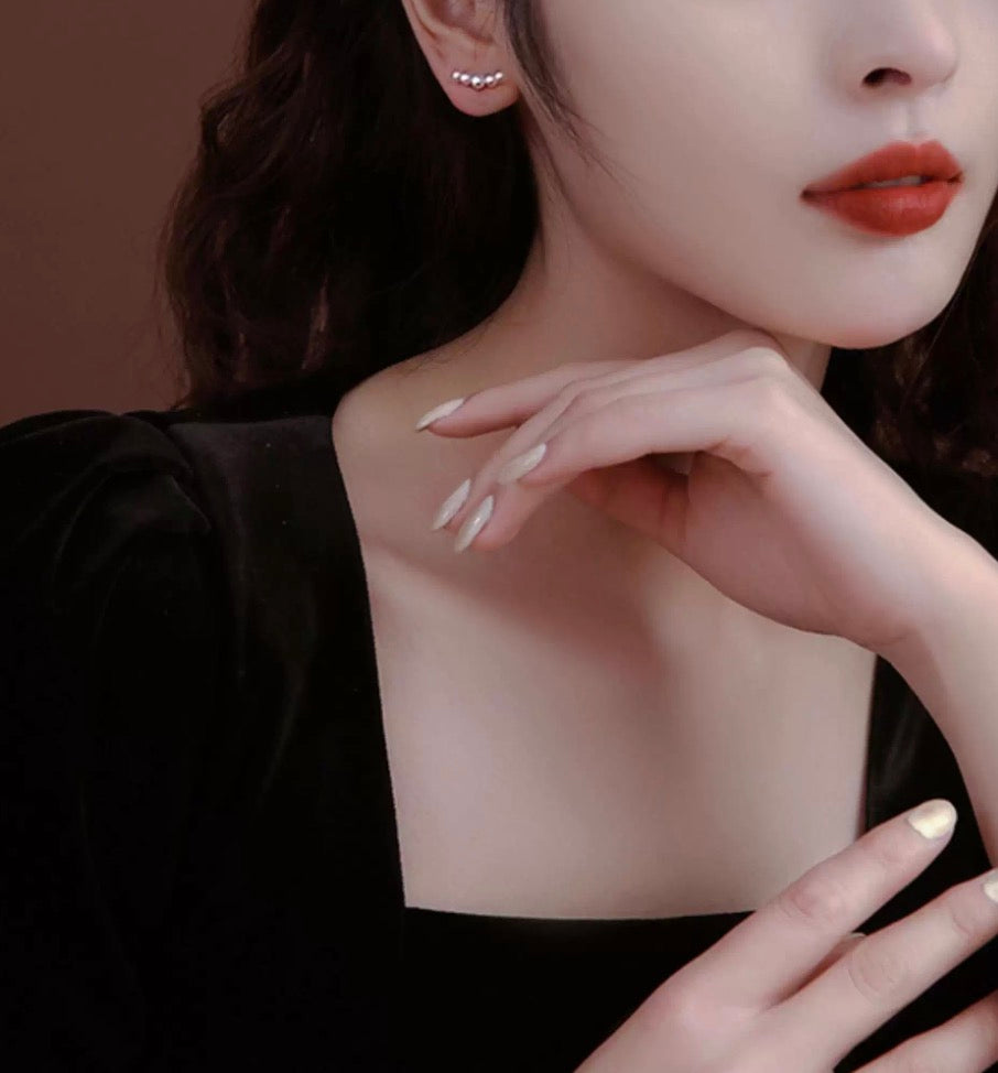 K18YG イエローゴールド あこや真珠 5珠 アコヤ 5玉 パール 18K akoya pearl スタッドピアス スマイル 小粒