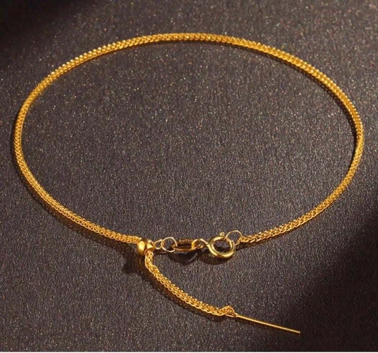 K18YG WG PG ブレスレット 1.5mm~ チェーンブレスレット ショパンチェーン 18k スライド式アジャスターチェーン 調整チェーン