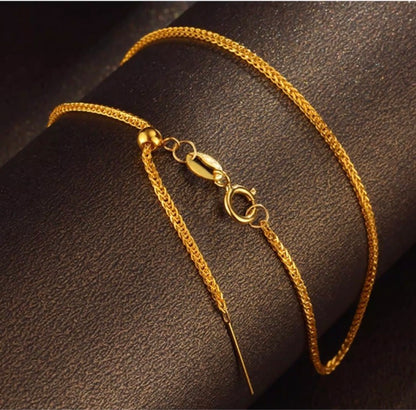 K18YG WG PG ブレスレット 1.5mm~ チェーンブレスレット ショパンチェーン 18k スライド式アジャスターチェーン 調整チェーン