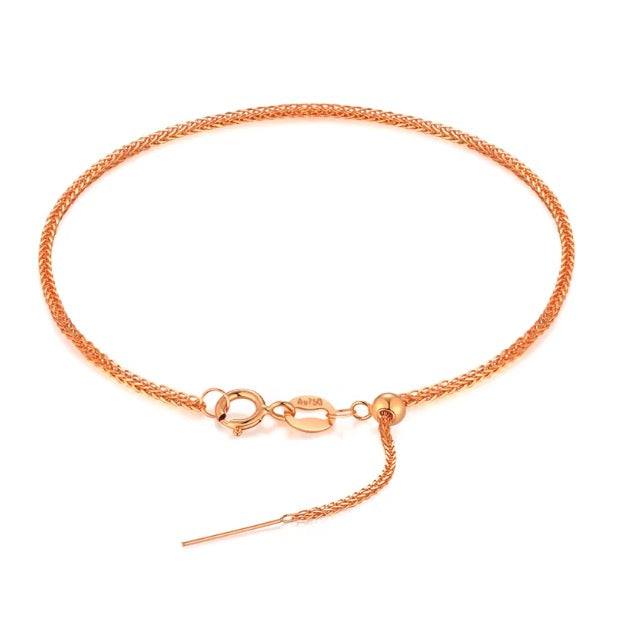 K18YG WG PG ブレスレット 1.5mm~ チェーンブレスレット ショパンチェーン 18k スライド式アジャスターチェーン 調整チェーン