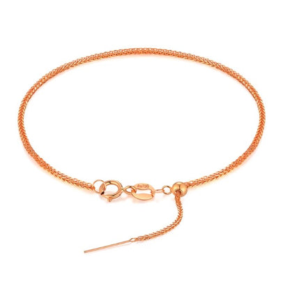 K18YG WG PG ブレスレット 1.5mm~ チェーンブレスレット ショパンチェーン 18k スライド式アジャスターチェーン 調整チェーン