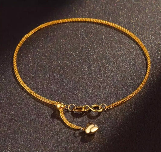 K18YG WG PG ブレスレット 1.5mm~ チェーンブレスレット ショパンチェーン 18k 15cm~ スライド式アジャスター ハートチャーム