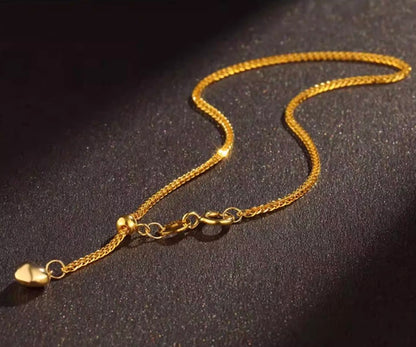 K18YG WG PG ブレスレット 1.5mm~ チェーンブレスレット ショパンチェーン 18k 15cm~ スライド式アジャスター ハートチャーム