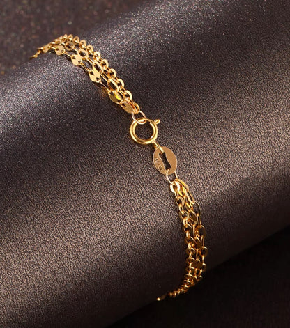 K18YG WG PG ３連 ブレスレット チェーンブレスレット 18k 15cm~ 三連 トリプルチェーン あずきチェーン オーバル ペタルチェーン