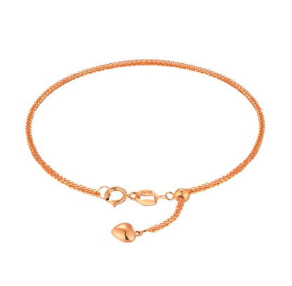 K18YG WG PG ブレスレット 1.5mm~ チェーンブレスレット ショパンチェーン 18k 15cm~ スライド式アジャスター ハートチャーム