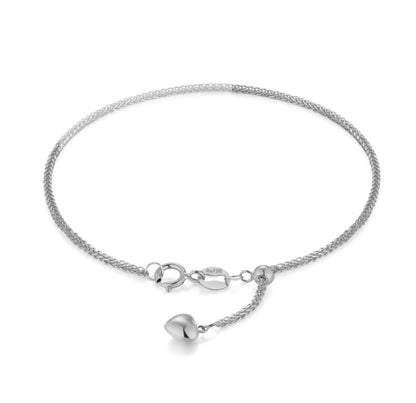 K18YG WG PG ブレスレット 1.5mm~ チェーンブレスレット ショパンチェーン 18k 15cm~ スライド式アジャスター ハートチャーム