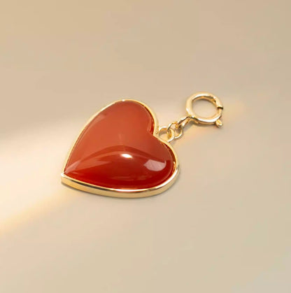18k puffy heart pendant red carnelian