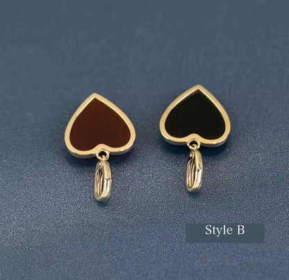 K14YG ぷっくりハート ペンダント カーネリアン 引き輪 イエローゴールド 14K ネックレスチャーム レッドカーネリアン ピアスチャーム