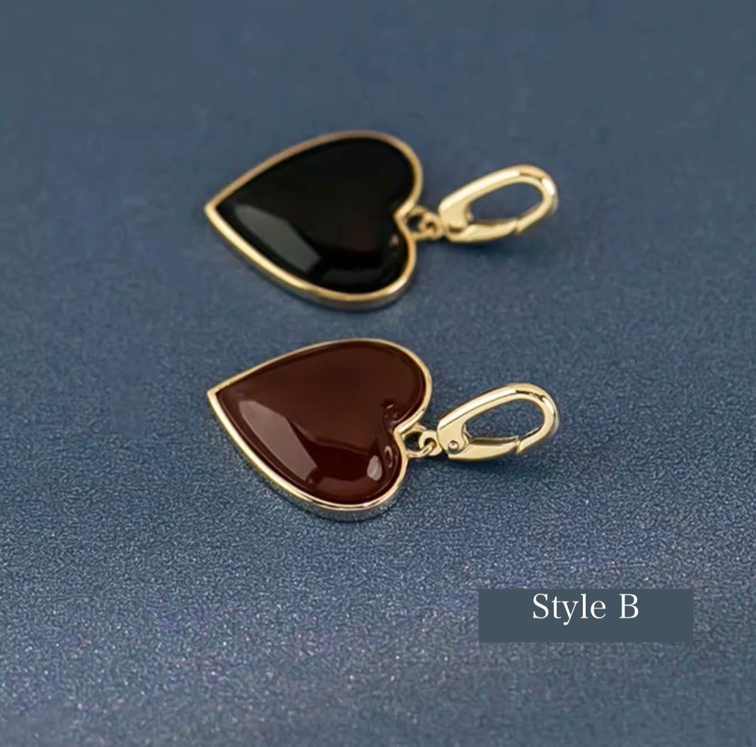 K14YG ぷっくりハート ペンダント カーネリアン 引き輪 イエローゴールド 14K ネックレスチャーム レッドカーネリアン ピアスチャーム