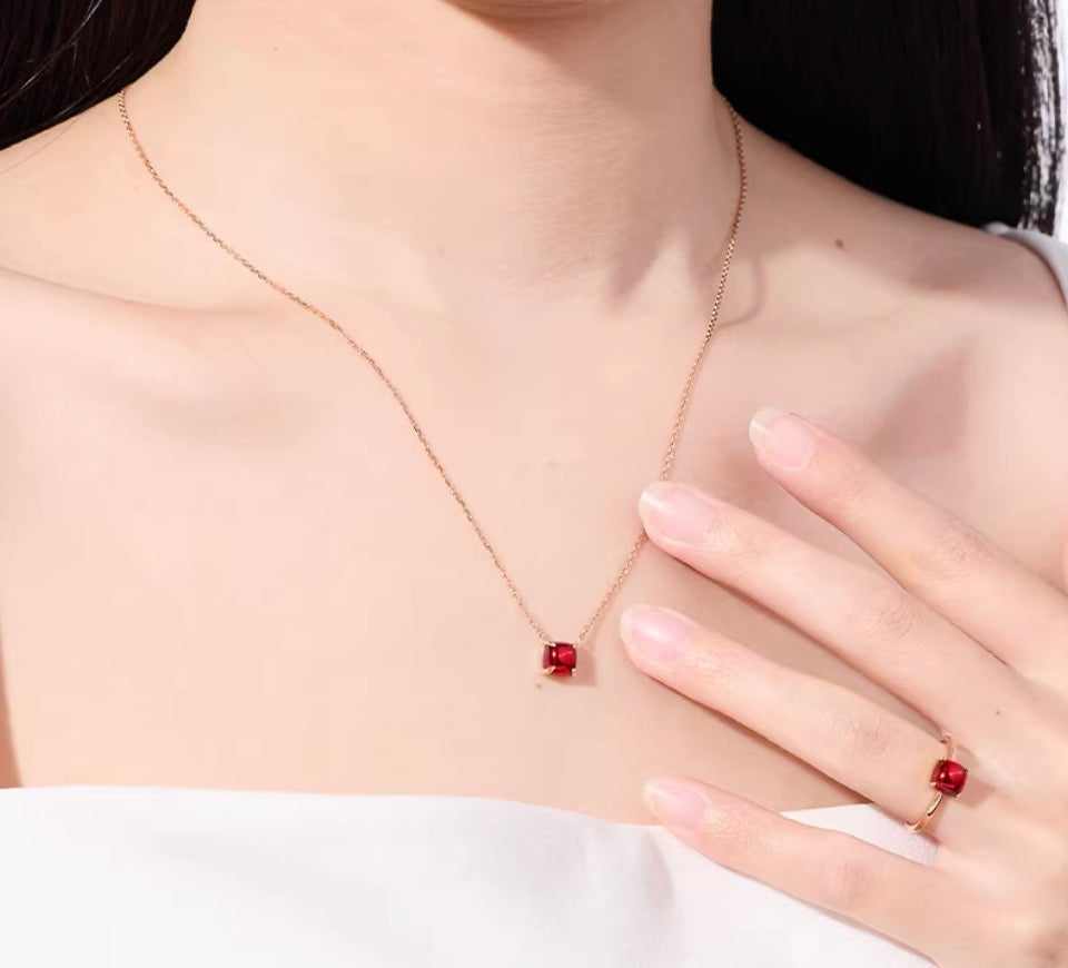 K18YG WG PG ガーネット カボション ネックレス ピアス 指輪 ぷっくり