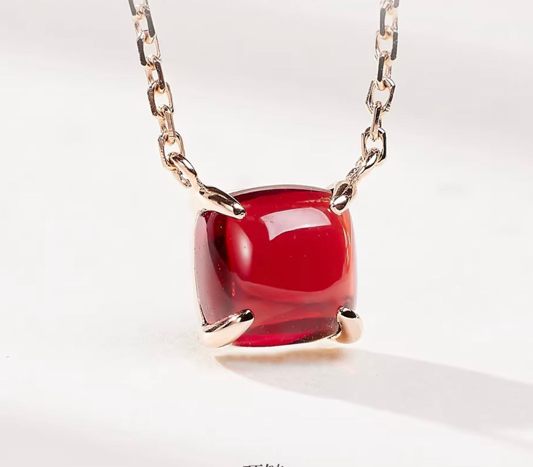 K18YG WG PG ガーネット カボション ネックレス ピアス 指輪 ぷっくり