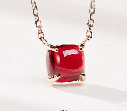 K18YG WG PG ガーネット カボション ネックレス ピアス 指輪 ぷっくり