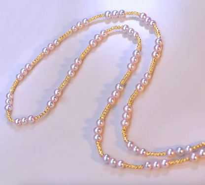 K18YG あこや真珠 3-4mm パール ネックレス 小粒 イエローゴールド 18K あこや アコヤ真珠 スライド式アジャスターチェーン