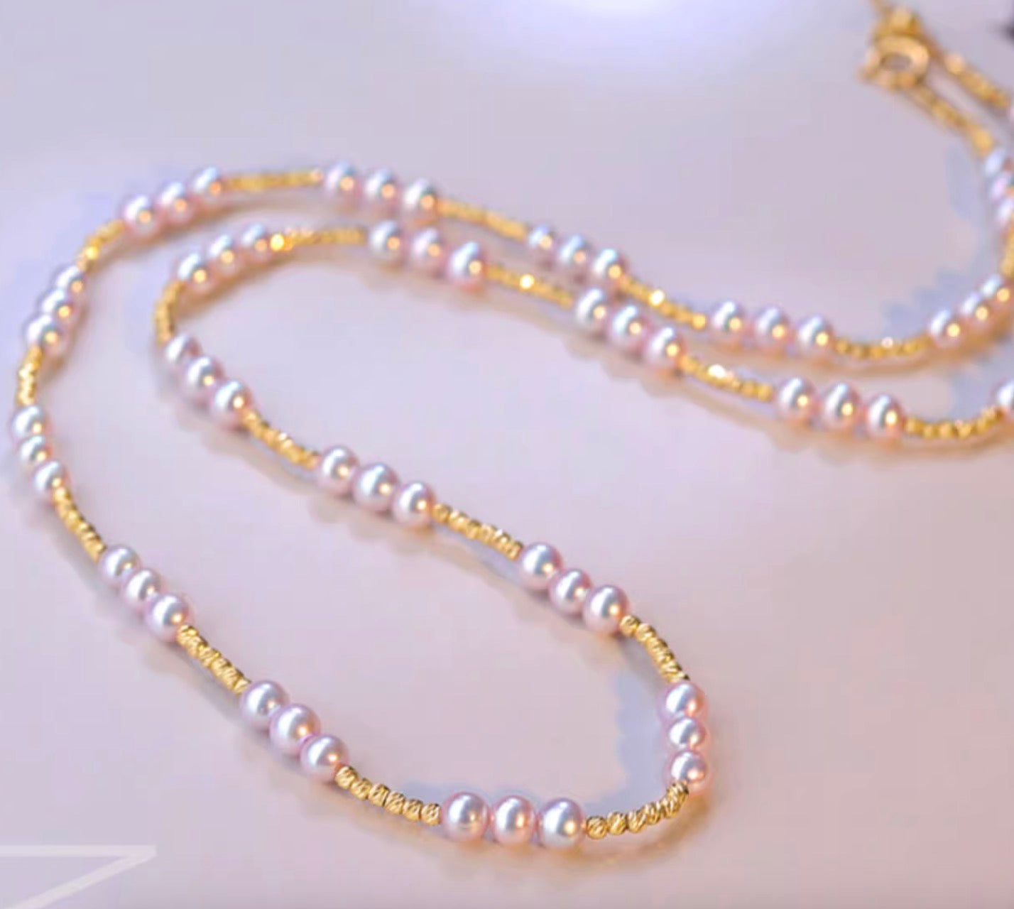 K18YG あこや真珠 3-4mm パール ネックレス 小粒 イエローゴールド 18K あこや アコヤ真珠 スライド式アジャスターチェーン