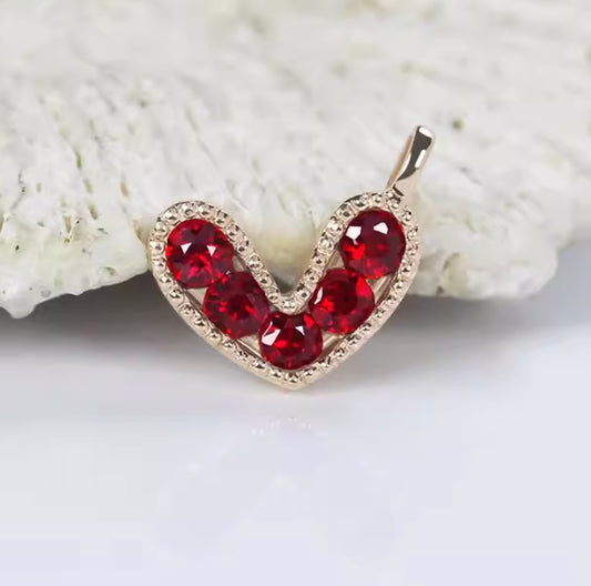 K18YG 天然ピジョンブラッドルビー ハート ペンダント ネックレス 18K イエローゴールド ハート型 小ぶり