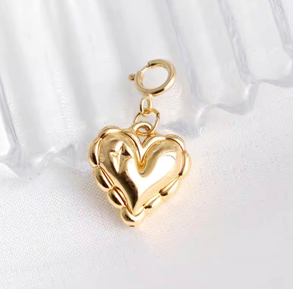 K18YG チャーム ペンダント ハート ティアドロップ 三角形 スクエア エンドパーツ 18k 引き輪