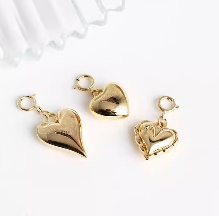 K18YG チャーム ペンダント ハート ティアドロップ 三角形 スクエア エンドパーツ 18k 引き輪