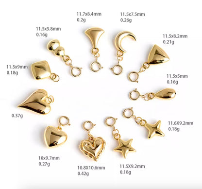 K18YG チャーム ペンダント ハート ティアドロップ 三角形 スクエア エンドパーツ 18k 引き輪