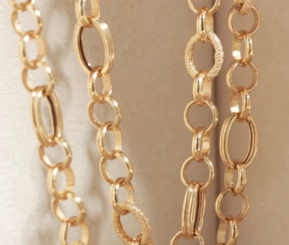 K18YG オーバルチェーン デザインチェーン イエローゴールド ネックレス 18k  メンズ レディース 太め 太い オーバルミックスチェーン