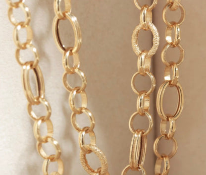 K18YG オーバルチェーン デザインチェーン イエローゴールド ネックレス 18k  メンズ レディース 太め 太い オーバルミックスチェーン