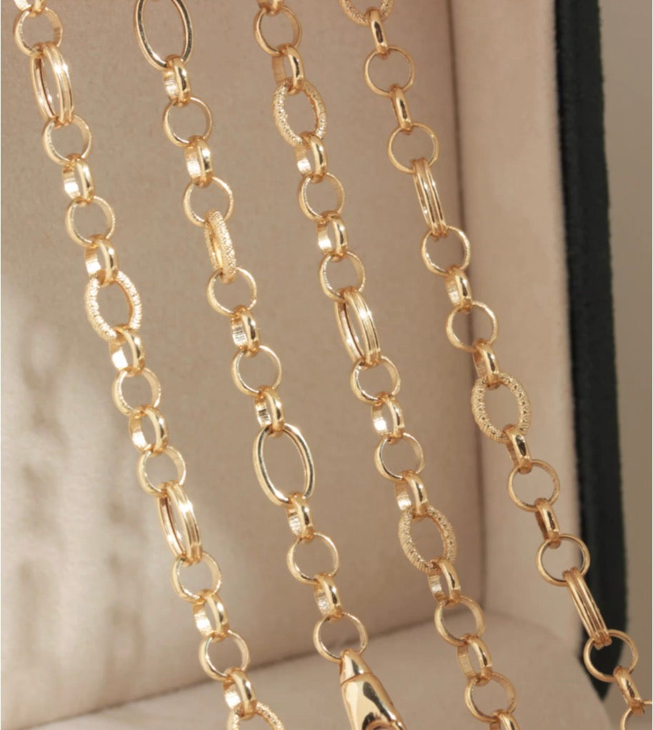K18YG オーバルチェーン デザインチェーン イエローゴールド ネックレス 18k  メンズ レディース 太め 太い オーバルミックスチェーン