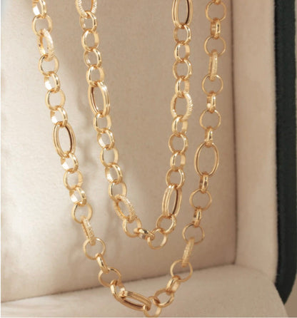 K18YG オーバルチェーン デザインチェーン イエローゴールド ネックレス 18k  メンズ レディース 太め 太い オーバルミックスチェーン