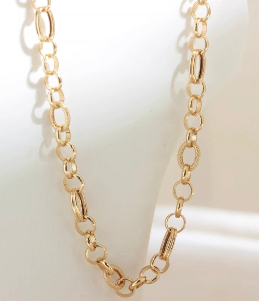 K18YG オーバルチェーン デザインチェーン イエローゴールド ネックレス 18k  メンズ レディース 太め 太い オーバルミックスチェーン